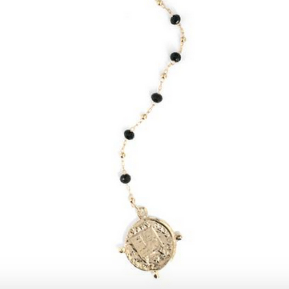 SEREFINA 14K Gold Plated Bead Lariat Necklace